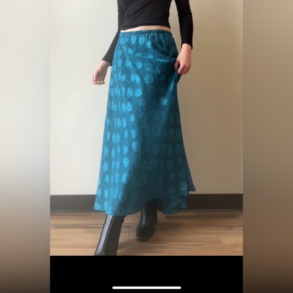 Leslie Fay Teal Floral Maxi Skirt